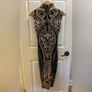 Revamped Black and Gold Embellished Dress